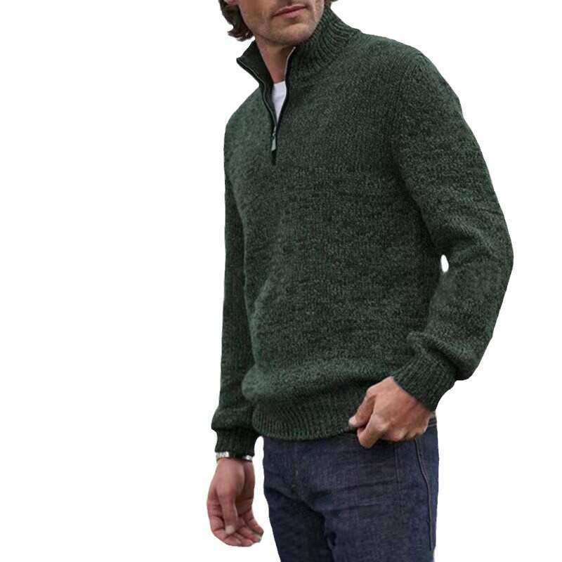 European American autumn and winter hot items zipper V-neck long sleeved T-shirt men's warm sweater base shirt 2024 new casual versatile fashion 