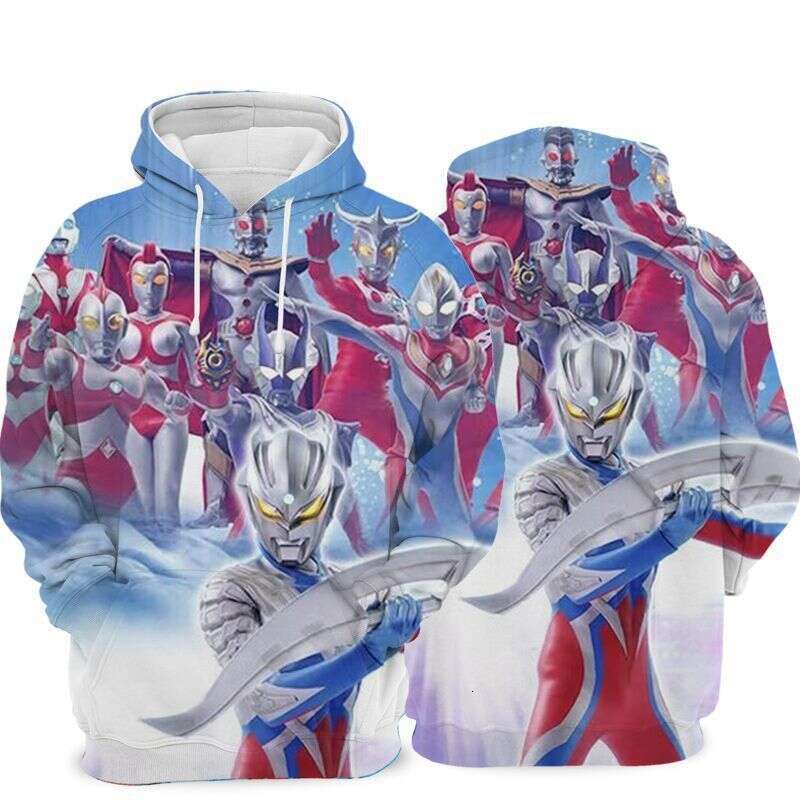 Autumn Ultraman men children, 3D digital printed casual loose hooded hoodie for autumn and winter