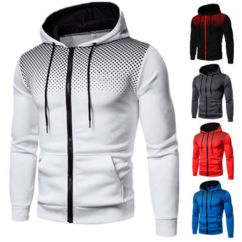European American cardigans popular in autumn and winter, digital printed hoodies with hats, men's design tops