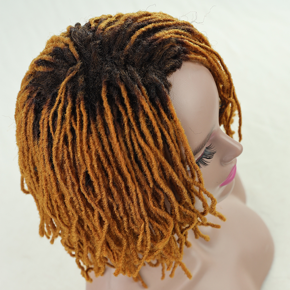 10Inches Braided Afro Bob Wig Synthetic Dreadlock Wigs For Black Woman Short Curly Ends Cosplay Yun Rong Hair