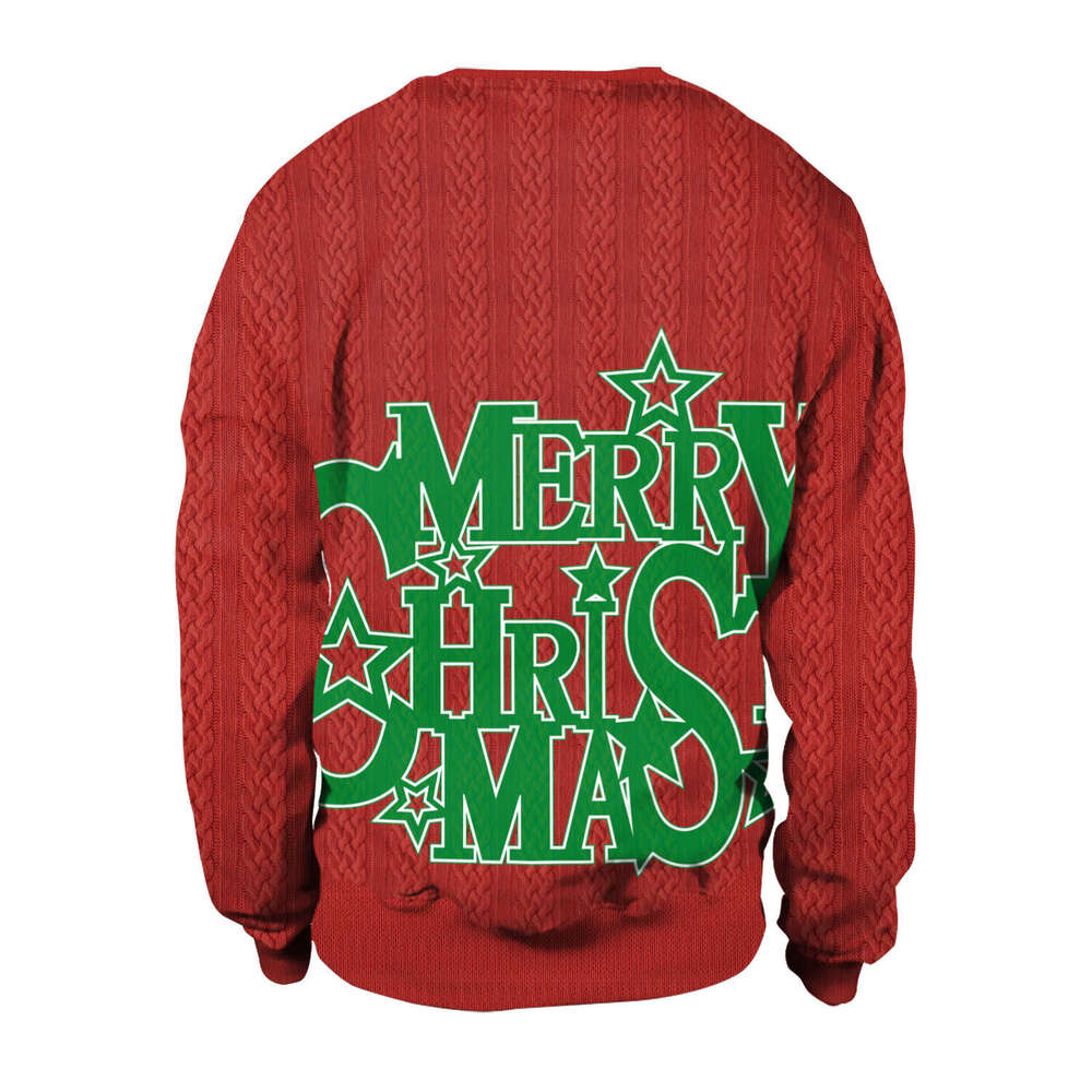 Merry Christmas 3D printed round neck sweatshirt for autumn winter 2024 European and American women's clothing