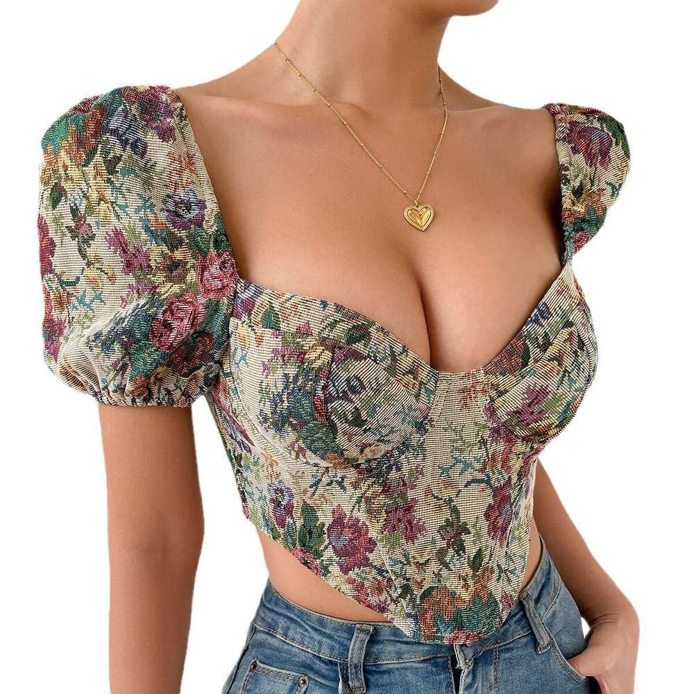 Ins new sexy backless bubble sleeve fishbone suspender niche court vest 60185