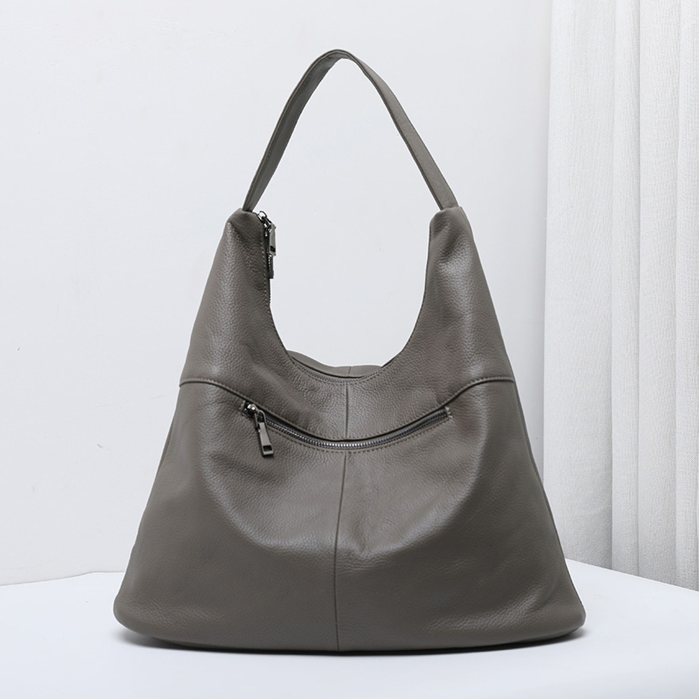 100% top layer cowhide armpit shoulder large capacity soft leather women's versatile casual bucket bag
