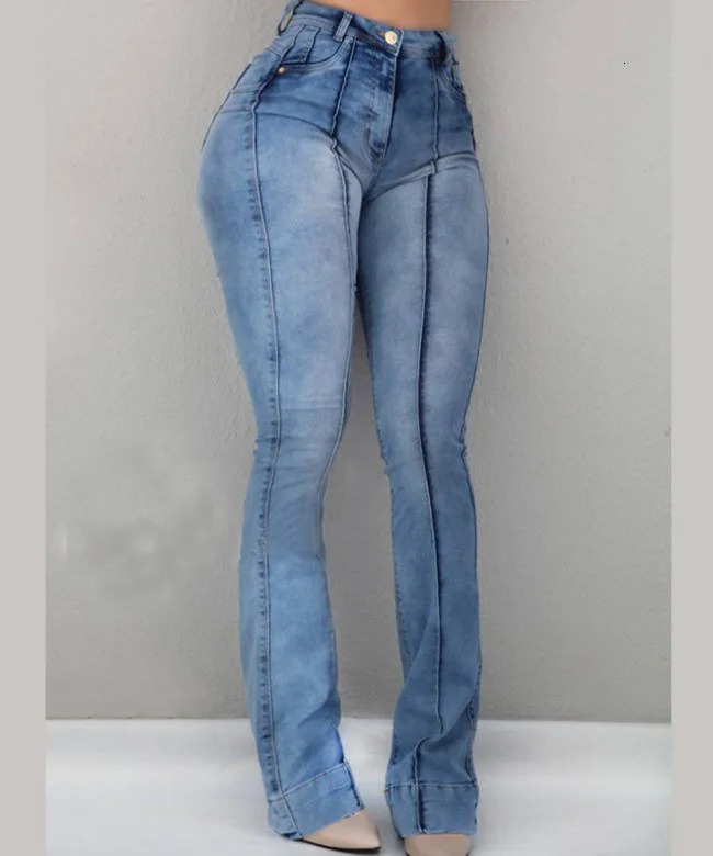 selling womens high waisted Flare jeans fashionable tight fitting and hip lifting elastic denim pants S-2XL shipped worldwide 241122