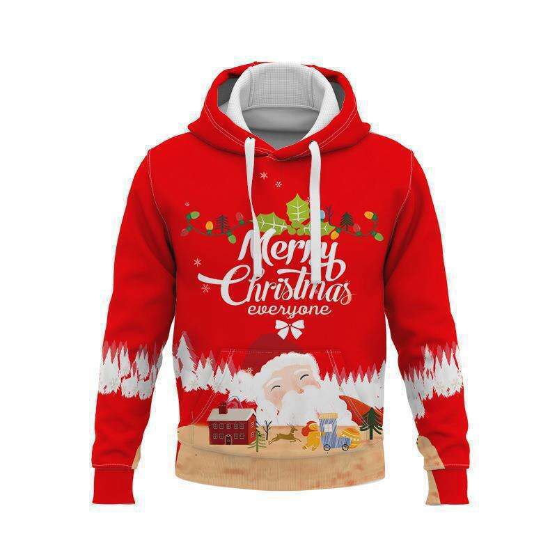 2024 Autumn/Winter Santa Claus Cute for Men and Women 3D Digital Printed Hoodie
