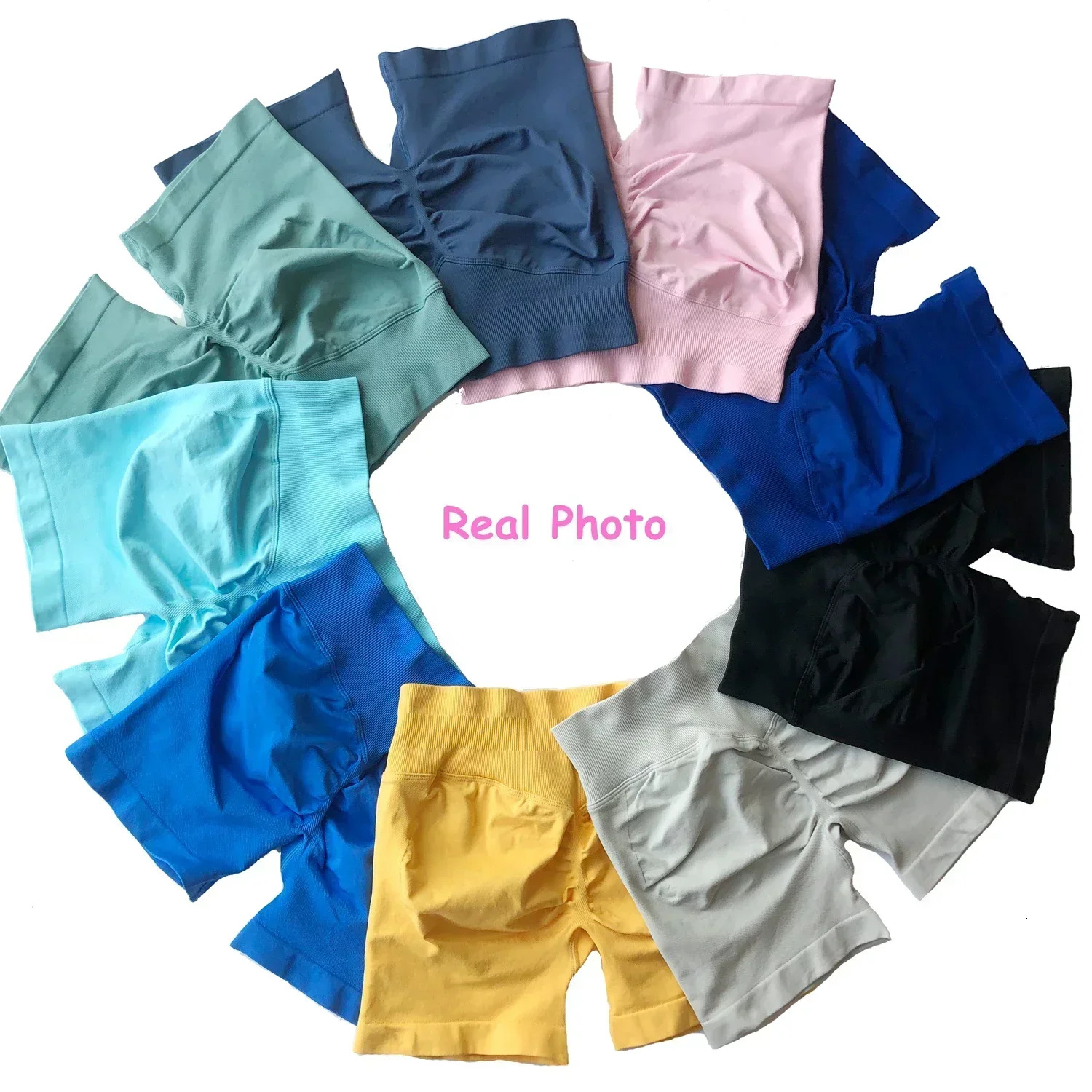 Impact 4.5" Low Ribbed Band Seamless Flex Scrunch Bum Workout Gym Shorts Yoga Booty Running Short Pants
