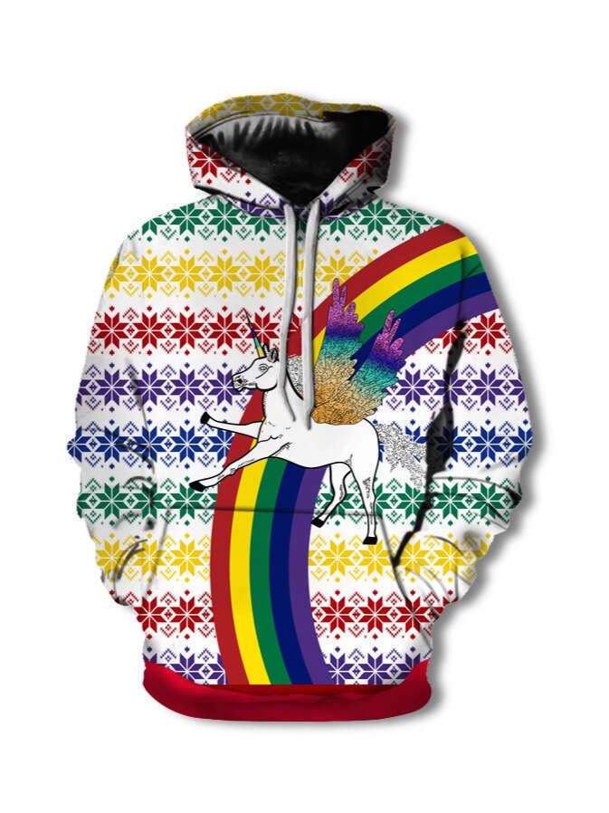 3D digital printed celebration in Europe America, loose fitting hooded hoodie for men and women during Christmas