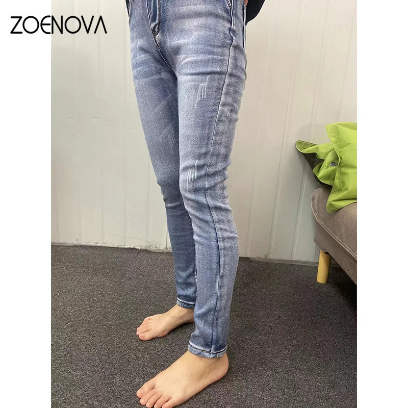 Women Thermal Jeans Winter Snow Warm Plush Stretch Lady Skinny Thicken Fleece Denim Long Pants Retro Blue Pencil Trousers 241121Z