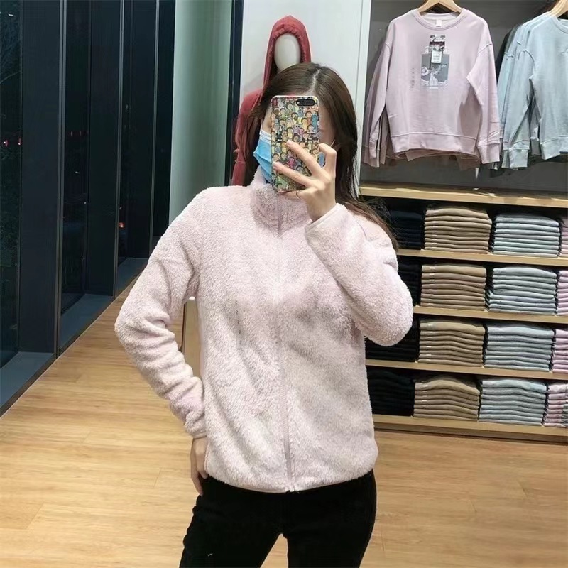 Long Fleece Stand Collar Warm Jacket Zipper Cardigan 428330 439138