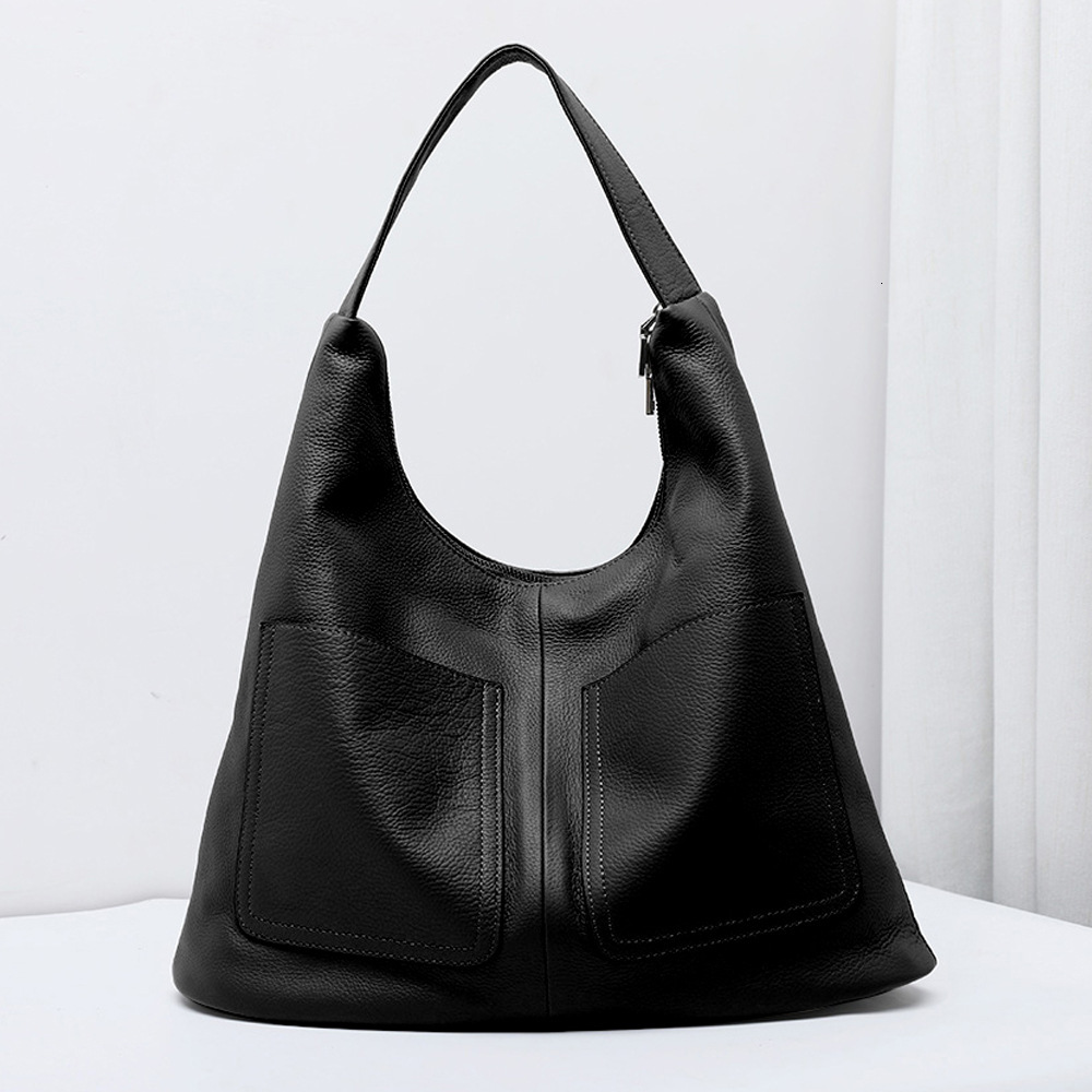 100% top layer cowhide armpit shoulder large capacity soft leather women's versatile casual bucket bag