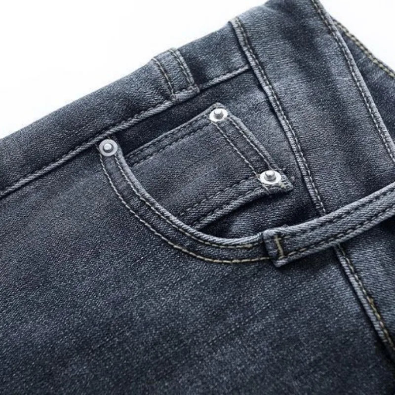 Plus Velvet Thick Jeans Womens Winter Autumn Warm Retro Pocket Korean Button Solid Color Full Match Street Fashion 241122