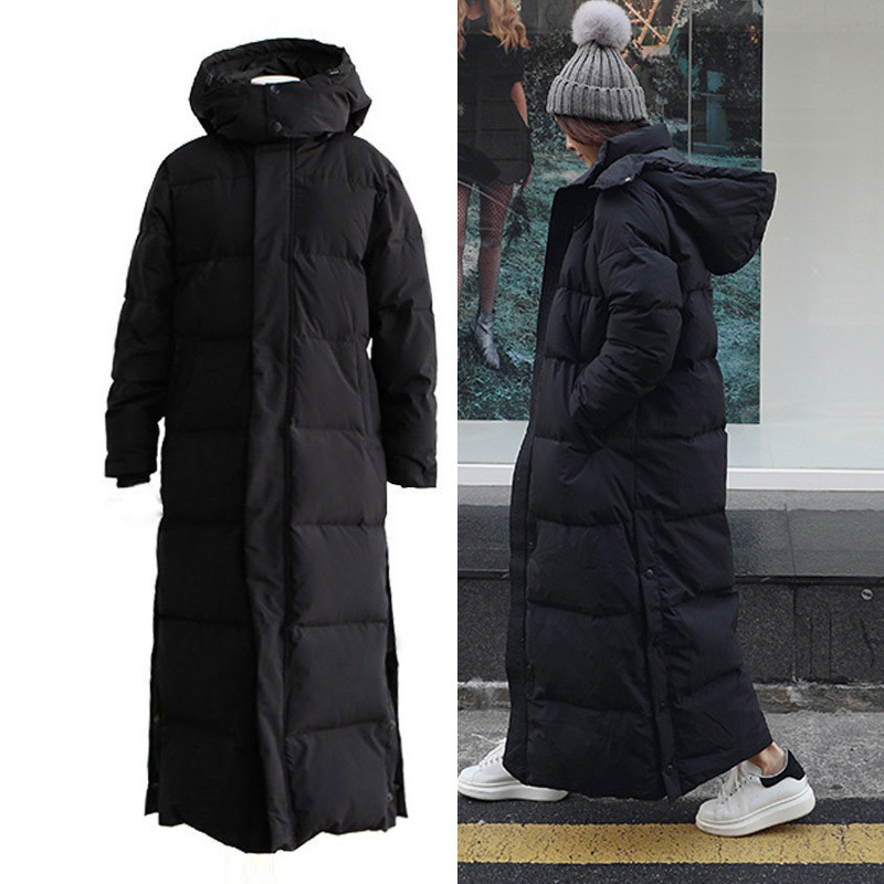 Extra Jacket Women New Korean Version Thickened To Ankle Cotton Jacket, Black Winter Coat For Women, Long Over The Knee