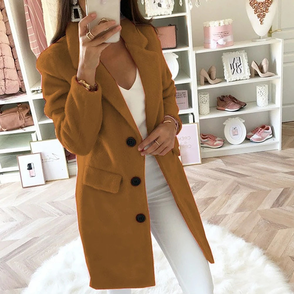 Casual Wool Blend Jacket Female Plus Size Long Sleeve Winter Women Coat Manteau Femme Hivers 241121