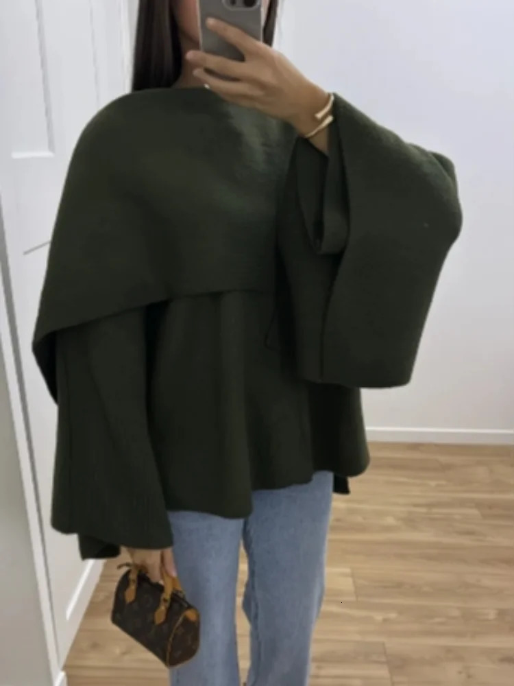 2024 Burgundy Womens Chic Scarf Collar Jackets Autumn Fashion Long Sleeved Casual Loose Coat Ladies Elegant Street Outwear 241125