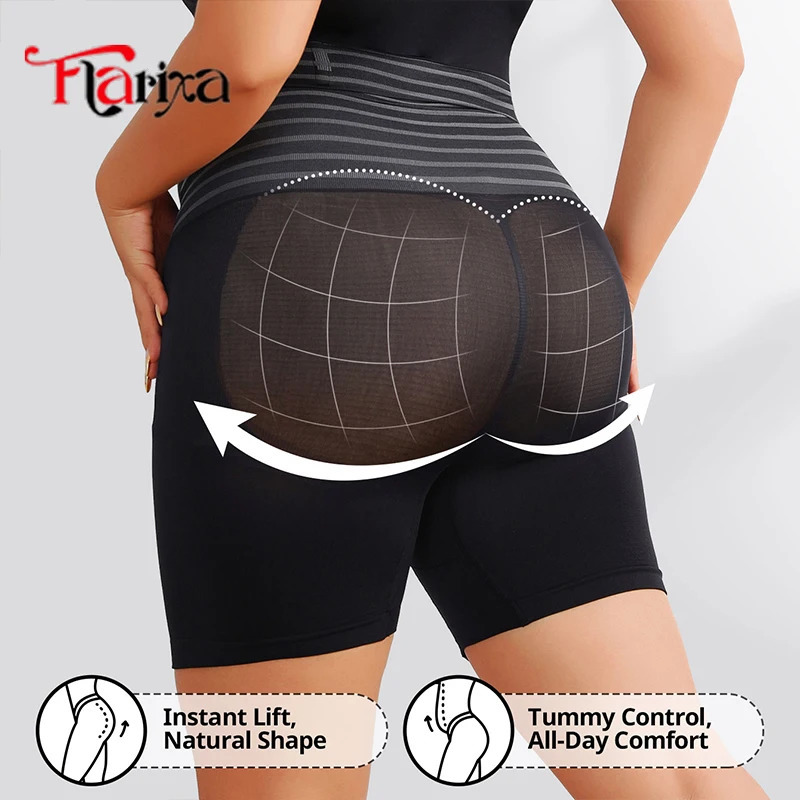 Flarixa Plus Size Tummy Control Shapewear for Women High Waist Body Shaper Shorts Seamless Compression Underwear With Butt Lift 241121