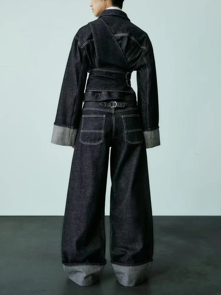 TRAF Womens High Waist Jeans Ultra Thin High Waist Trailer Trouser Rolling Loose Jeans Fashionable Casual Wide Leg Jeans 241122