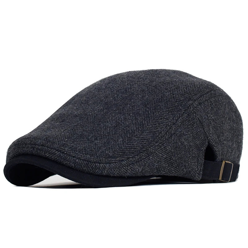 Big Size sboy Cap Men Winter Wool Thick Warm Vintage Herringbone Casual Stripe Berets Gatsby Flat Hat ed Adjustable 241125
