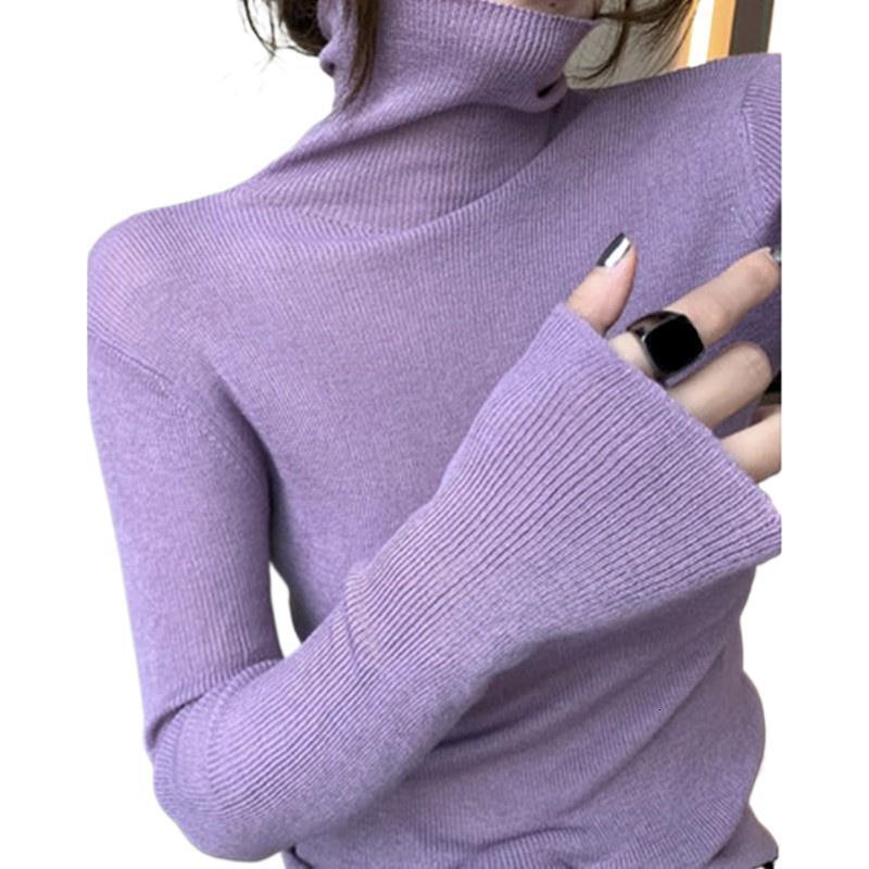 New autumn and winter high neck cashmere knitted women's soft and viscous pile neck wool slim lining with designer thick base sweater suitable fo