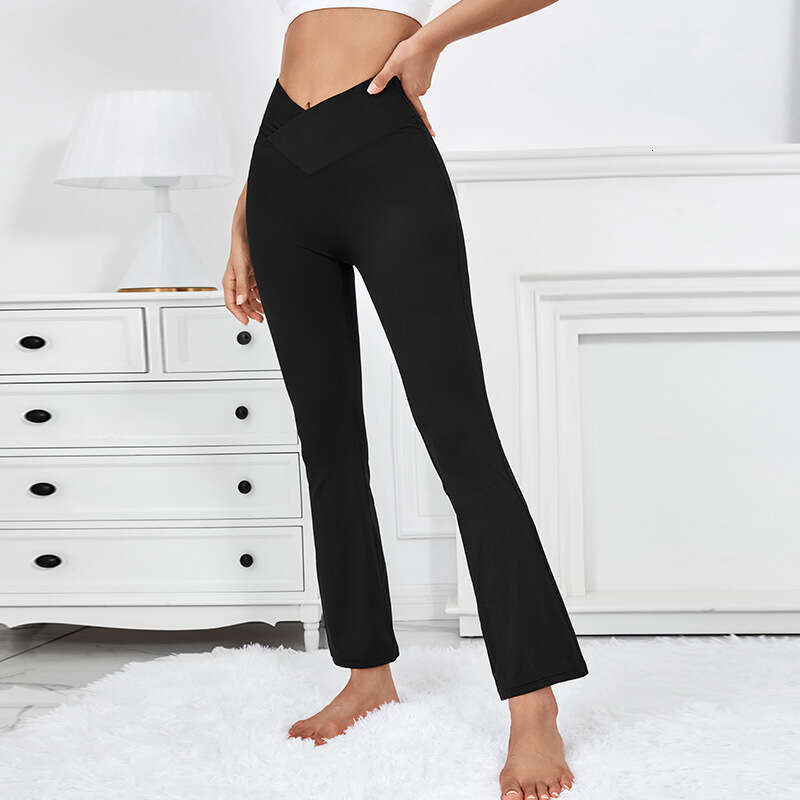 2024 new bell bottom sexy slightly flared elastic yoga stretch high waist slimming pants women's perky buttocks for external wear