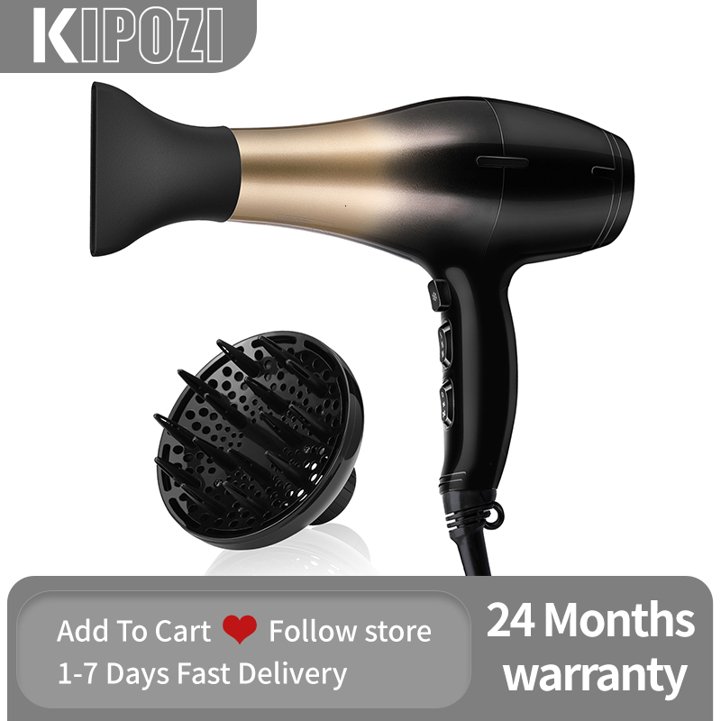 KIPOZI 1875W Nano Ionic Hair Blow Dryer DC Motor For Frizz Free Styg With Diffuser And Airw Concentrator