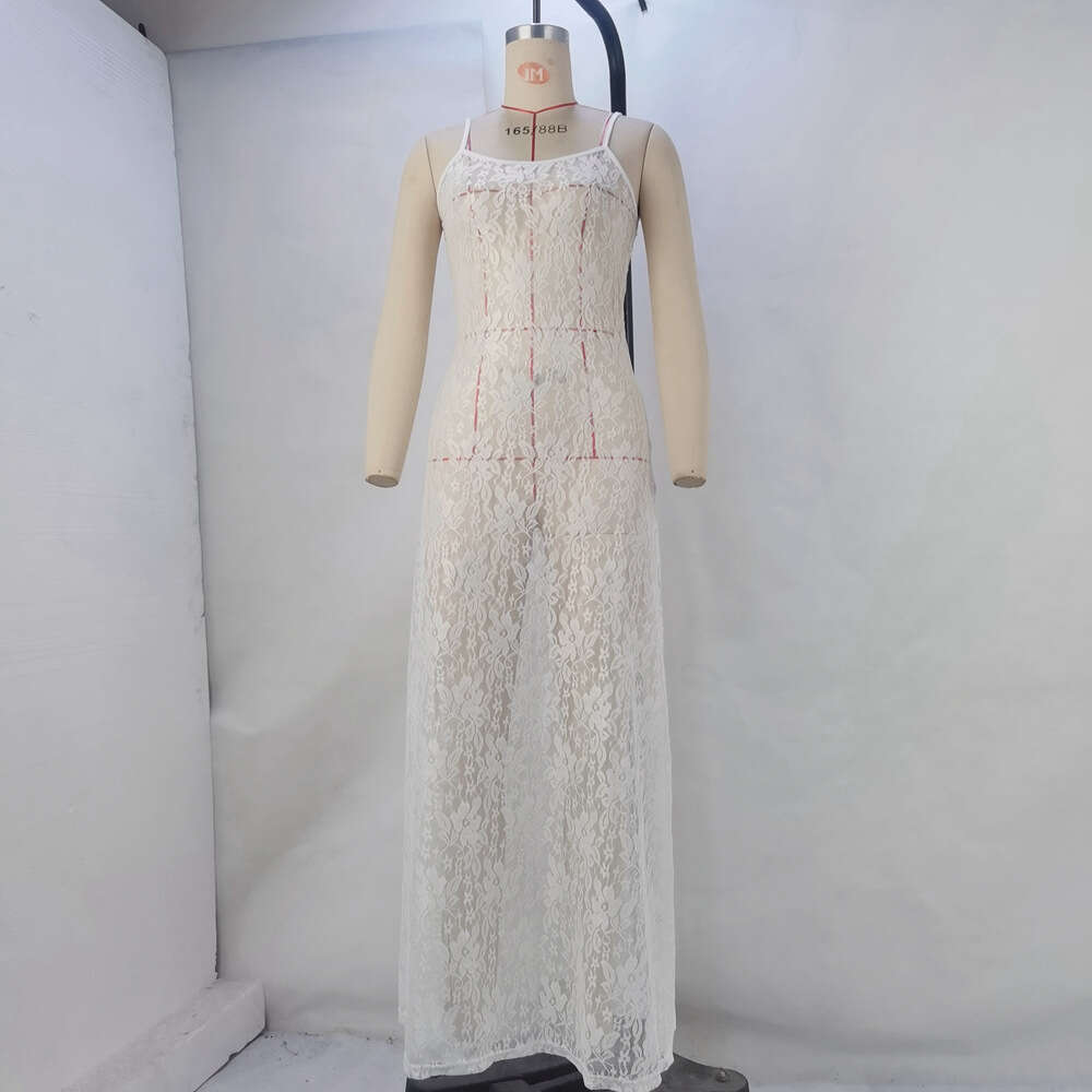 Women's spring and summer lace see through sexy suspender dress, children's skirt, high-end feeg, beach party fun
