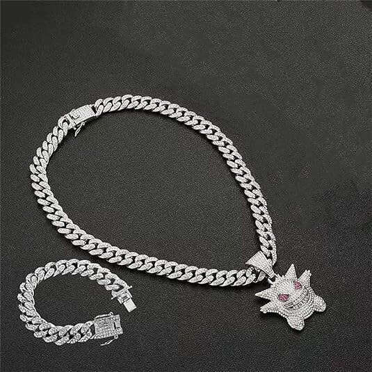 Hip hop Cuban chain pendant, thickening necklace, men's American hip-hop rap rapper, full dia hook and loop