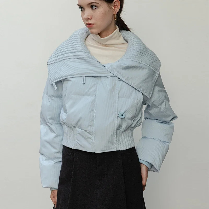 HELIAR Women Irregular Patchwork Thicken Jacket Zipper Casual Warm Cottonpadded Loose Short Down Coat Fall Winter 241125