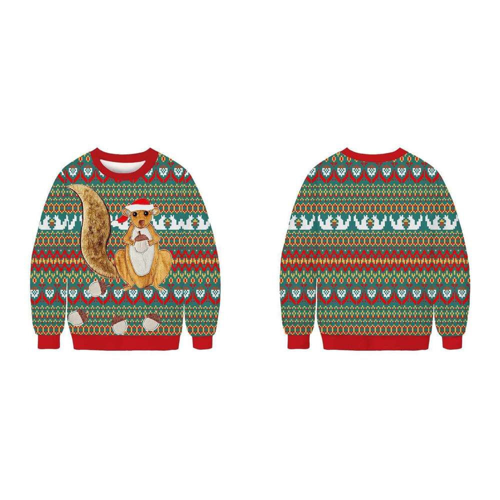 New Christmas 3D digital print loose round neck pullover for couples casual hoodie