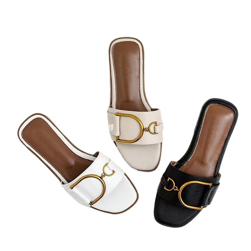 2025 New Summer Large Size Trendy Indoor and Outdoor One Line Women's Sandals Fashion Slippers
