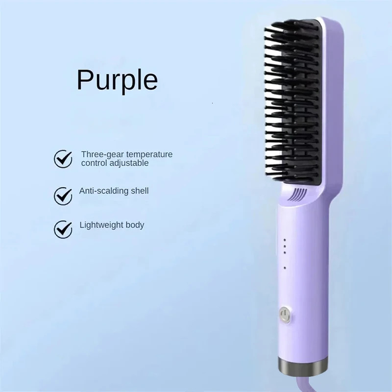 Electric Professional Negative Ion Straightener 2 In 1 Comb With Lcd Display Hair Curg Tool Straight Brush