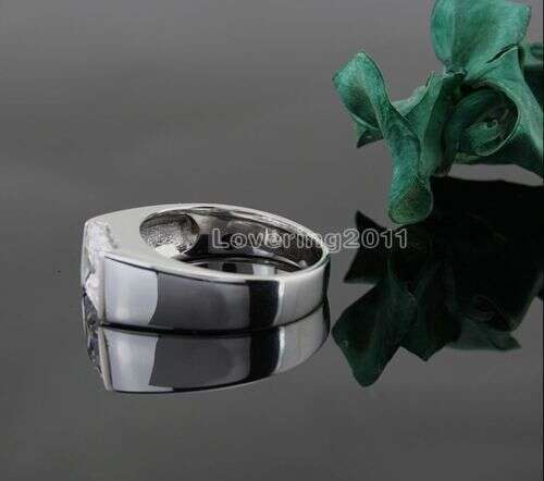 Fashion jewelry high quality Men Princess Cut White Topaz Gemstones Sier filled Engagement Wedding Ring Size 8-12