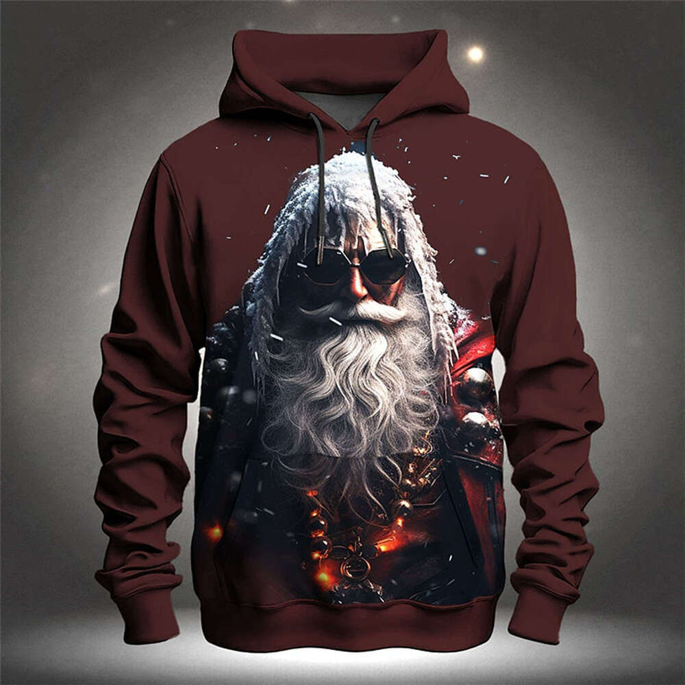 Autumn and Winter New Hoodies Santa Claus 3D Digital Printed Casual Hoodie
