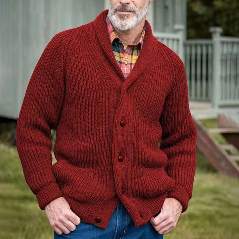 Men's popular knitted jacket casual warm retro men's plus size lapel sweater 2024 new style chic elegant clothing