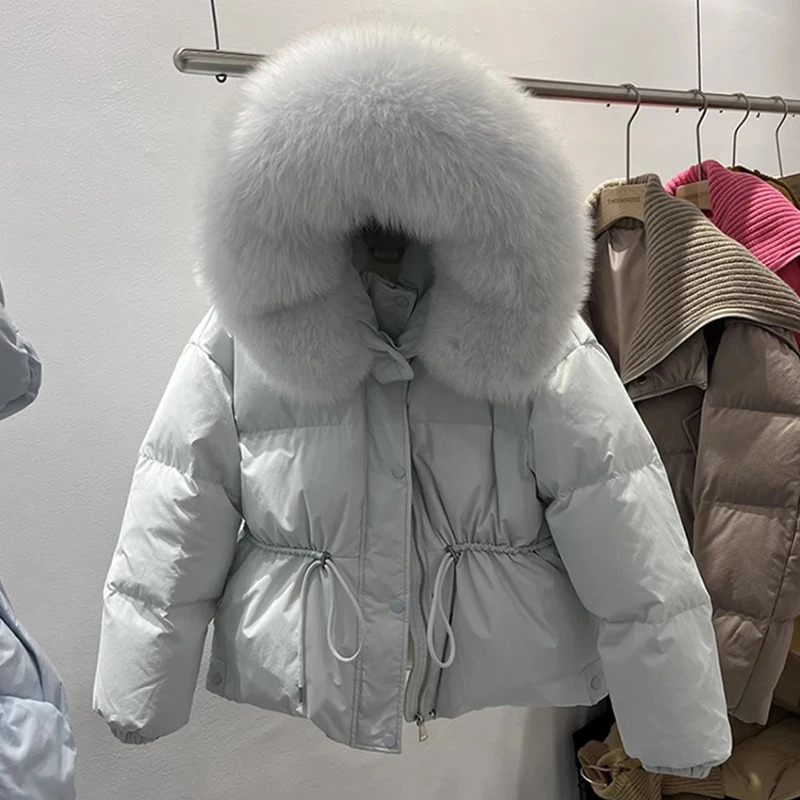 2024 Winter Big Fur Collar Cotton Down Puffer Jacket Womens Loose Thick Strawing Snow Parka Warm Overcoat 241120