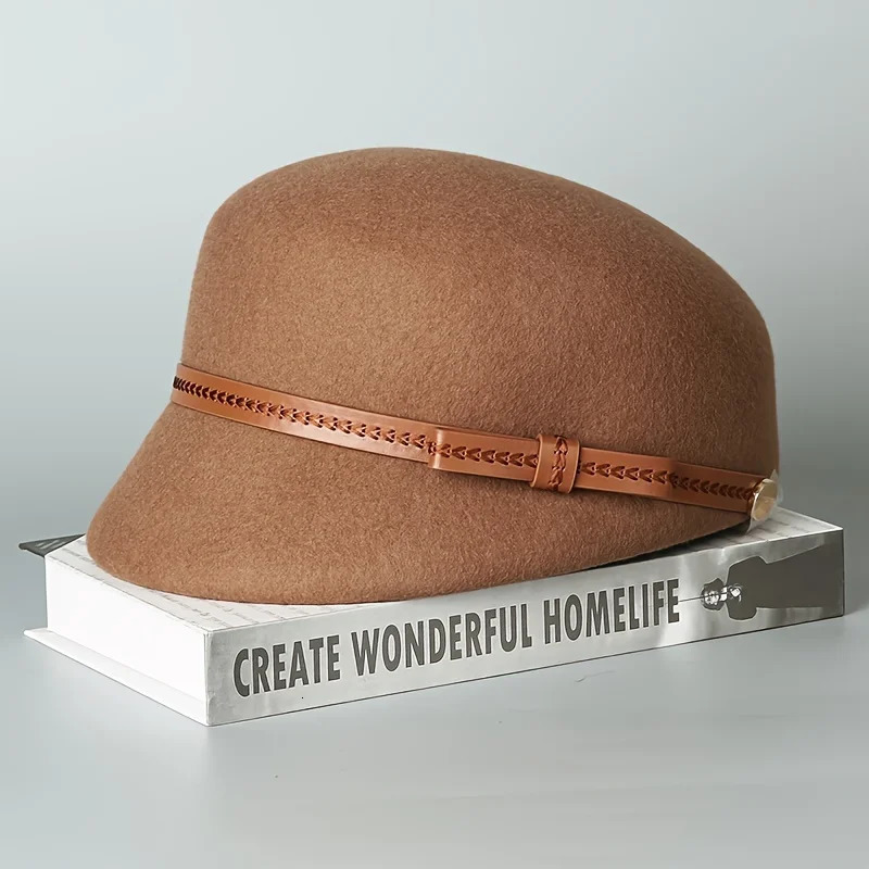 Wool duckbill hat for childrens autumn and winter style sboy retro fashion versatile equestrian beanie 241125