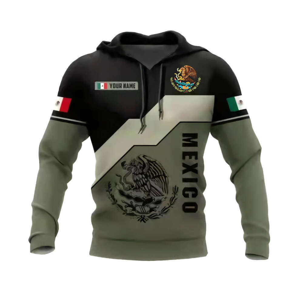 2024 European and American Mexico men's hoodie, 3D digital printed hooded casual hoodie
