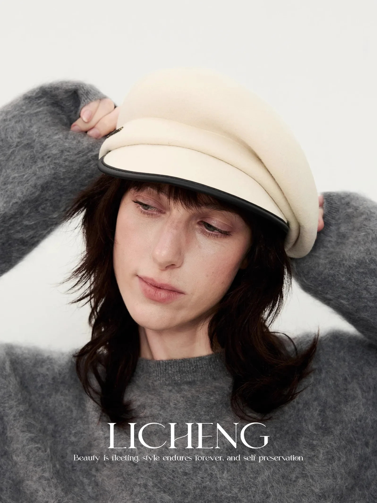 100 Wool Japan Curved Eaves Beret Women Autumn Winter Felt Fedora Black Painter Hat Warm Octagonal Hats Classics Walking Cap 241125