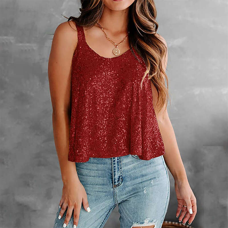 2023 Summer New Women's Fashion Shining Sleeveless Strap Top