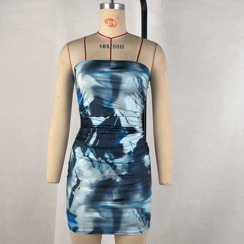 Women's clothing 2024 summer new sexy strapless printed bag hip fashionable slimming dress women's skirt