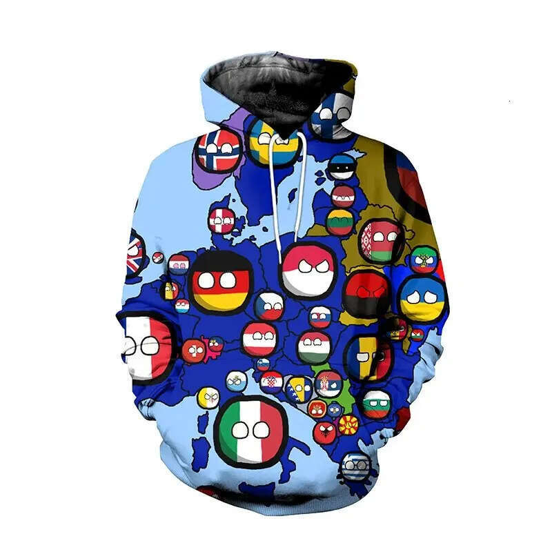 2024 Fashion Autumn/Winter New International Small Ball 3D Digital Printed Men's and Women's Casual Hoodie