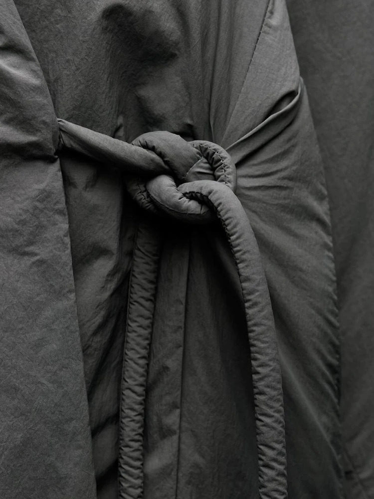 ZBZA Women Tiebelt Kimono Cropped Jacket Coat Stand Collar Elastic Cuffs Loose Asymmetric Fall Winter Chic Overcoat 241125