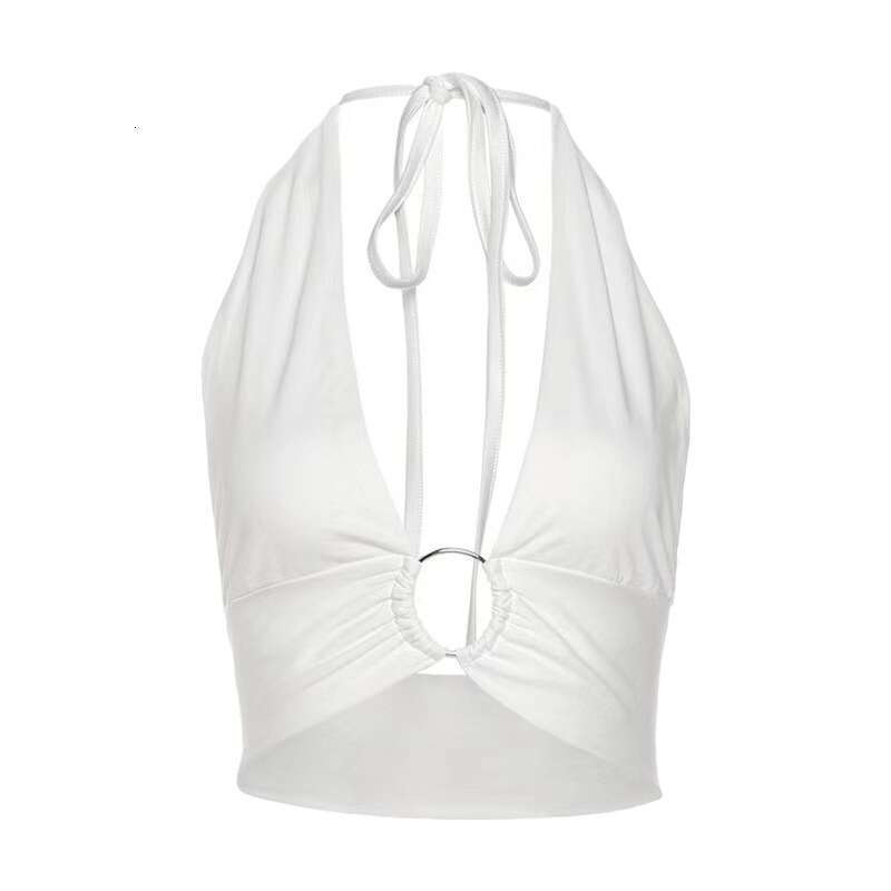 2023 summer Instagram style new women's clothing strap exposed navel sexy low cut slim fit vest