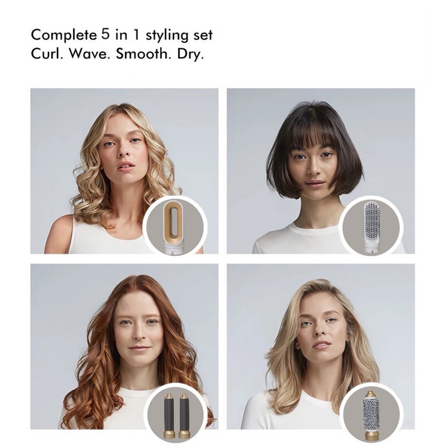 5 In1 Curg Iron Straightener With Brush Hairdryer For Dryer Hair Multi Styler