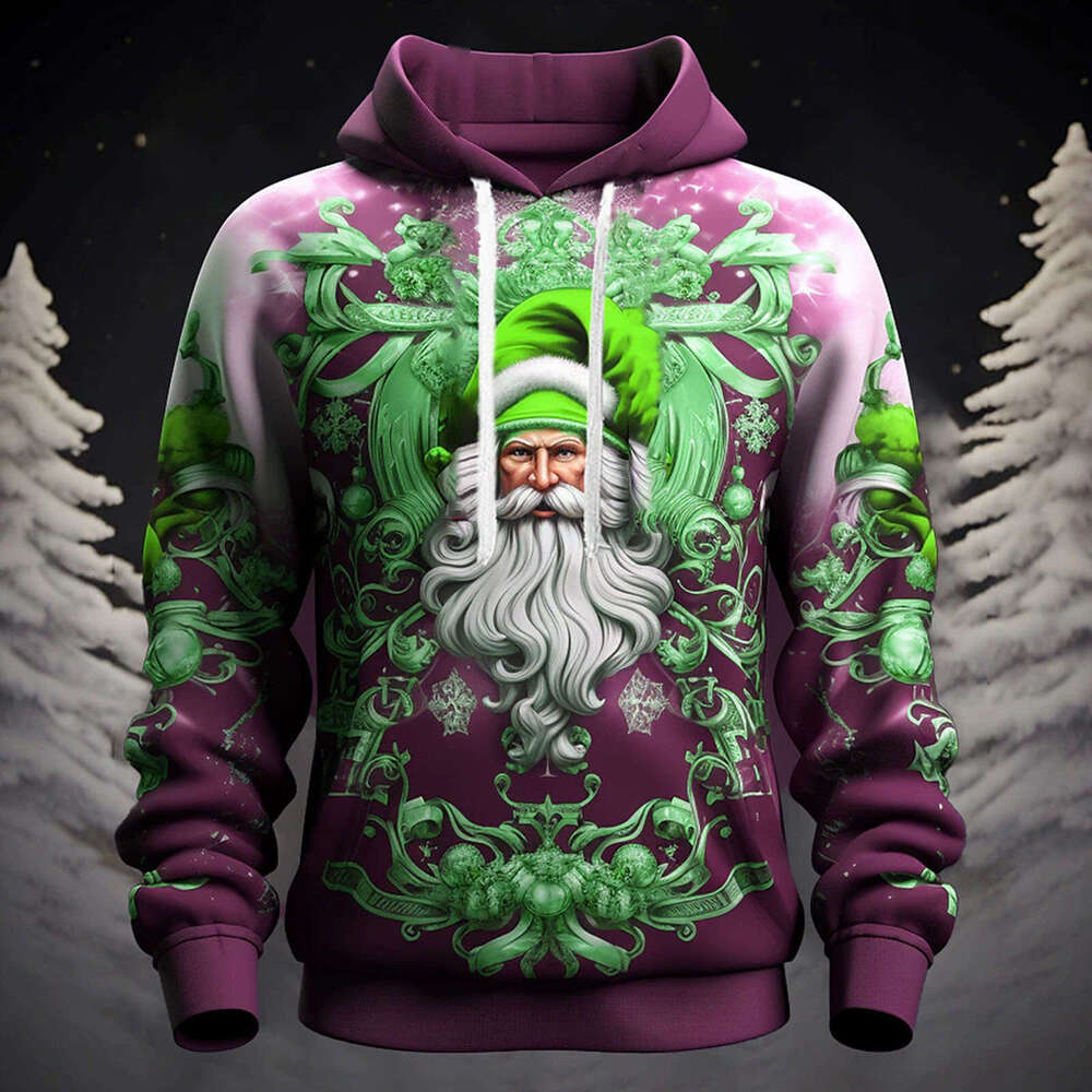 Autumn and Winter New Hoodies Santa Claus 3D Digital Printed Casual Hoodie