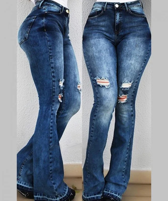 selling womens high waisted Flare jeans fashionable tight fitting and hip lifting elastic denim pants S-2XL shipped worldwide 241122