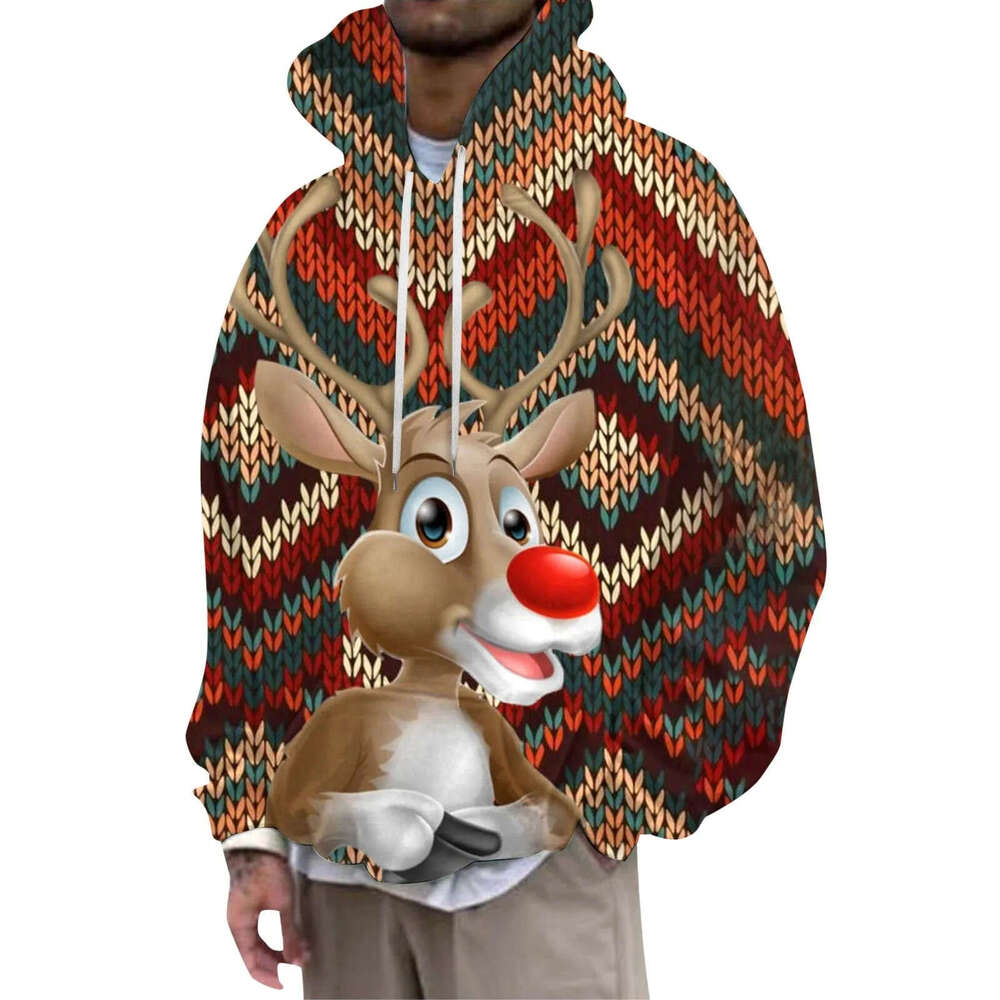 Manufacturer direct sales Christmas series 3D digital printing loose casual daily pullover autumn hooded sweatshirt