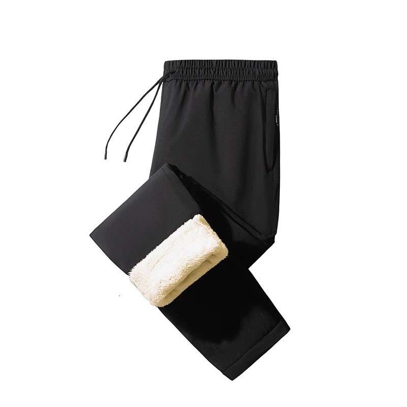 Mens Winter Warm Sports Pants Waterproof Outdoor Thick Cashmere Casual Loose Drawstring Large Size Jogging 241120