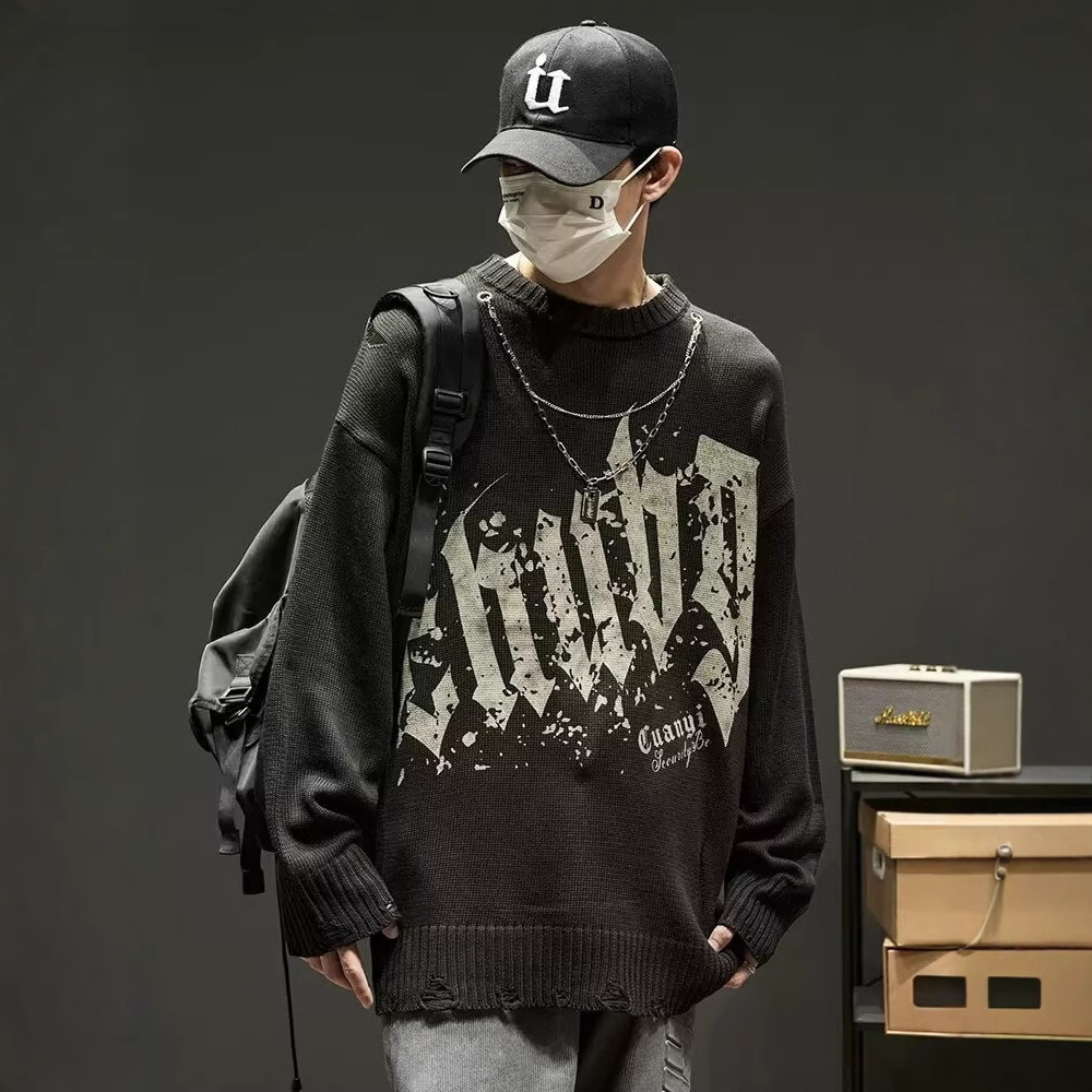 New round neck knitted sweater fashion brand cool autumn and winter basic shirt new men's temperament slim fit top designer trendy hoodie