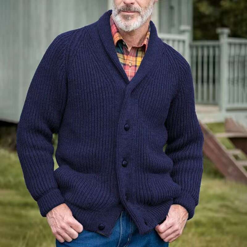 Men's popular knitted jacket casual warm retro men's plus size lapel sweater 2024 new style chic elegant clothing