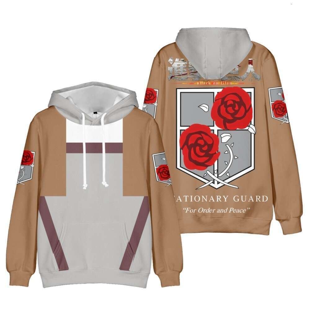 Autumn winter new attacking giant 3D digital printed for men and women anime peripheral hooded casual hoodie